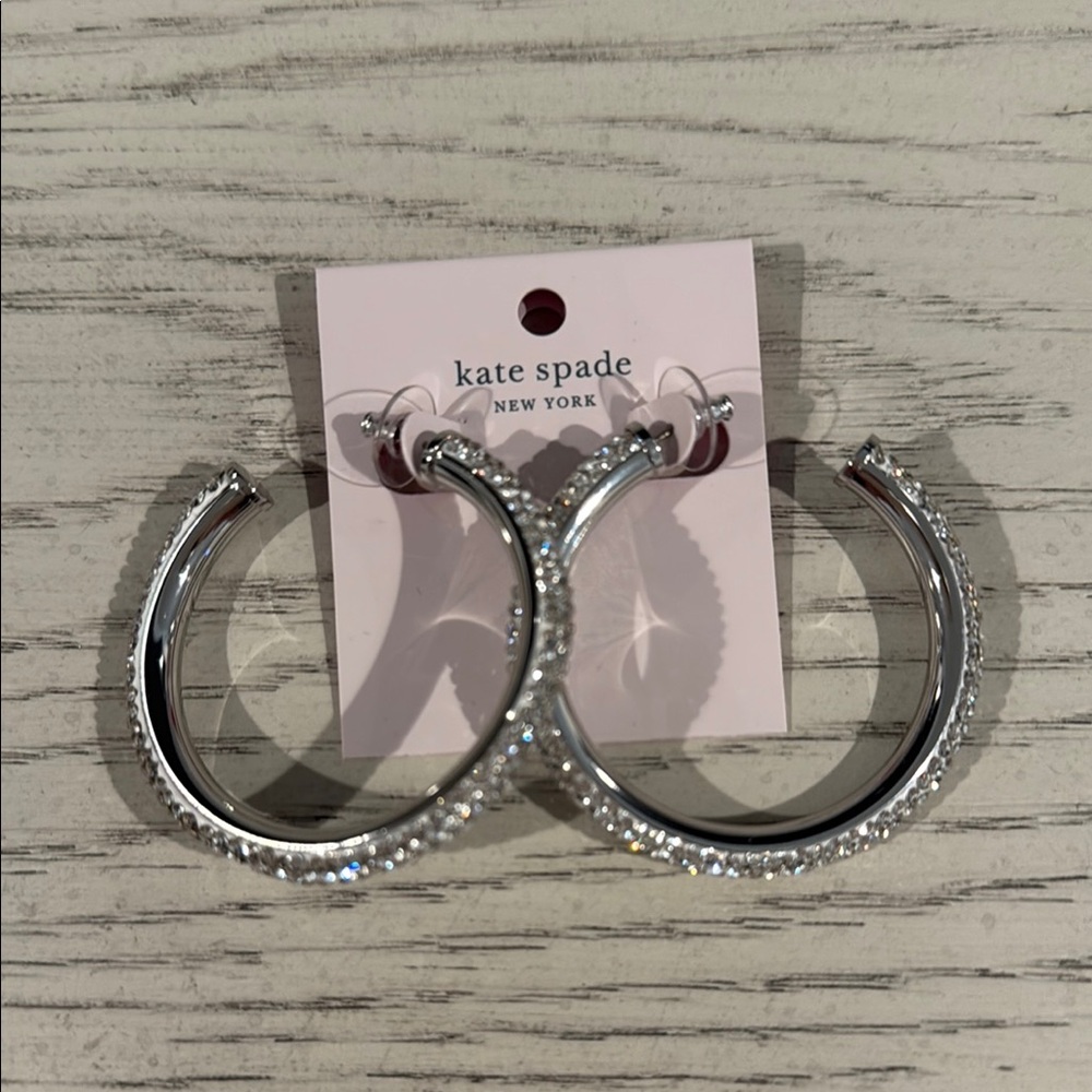 Any offers accepted 🎉Kate Spade Sparkling Silver large Hoops